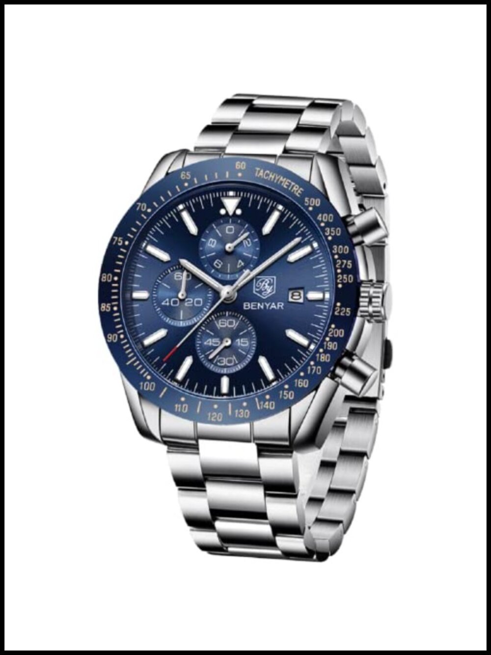 Mens Analog Quartz Chronograph Watch Waterproof Luminous Silicone Strap